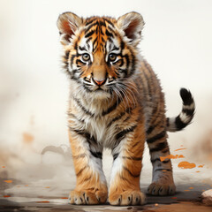 Obraz premium Watercolor Caspian tiger, clipart Illustration, Generative Ai