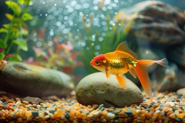 Goldfish paradise. Paradise found in aquatic world