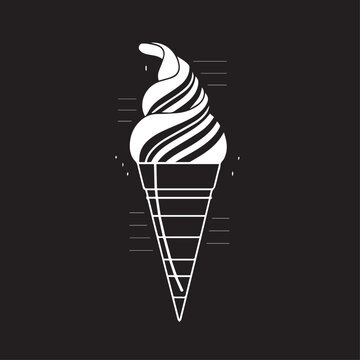 Ice cream in cartoon, doodle style . Image for t-shirt, web, mobile apps and ui. Isolated 2d vector illustration in logo, icon, sketch style, Eps 10, black and white. AI Generative