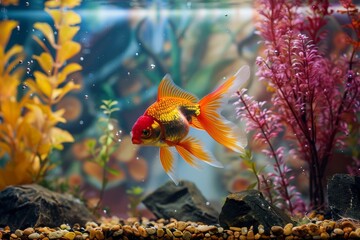 Goldfish harmony. Harmonious dance in aquatic realm