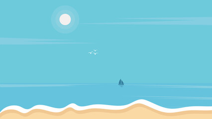 panorama sunset vector illustration ,blue sky in background summer time, simple illustration 