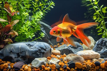 Goldfish serenity. Serenity in aquatic paradise