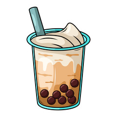 Bubble tea vector  sticker cartoon. hand draw illustration art