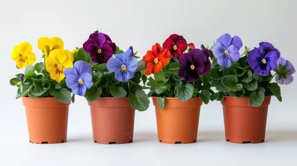 Deurstickers Benefits of Pansy Flower Plant in Different Colors for decoration and health treatments © 2rogan