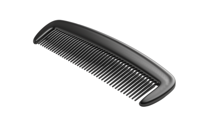 black hair comb isolated on transparent background 