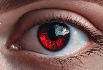 Naklejka premium Fiery Gazes Exploring the Depths of Red Eyes
