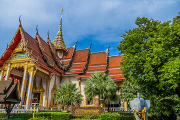 Beautiful Wat Chalong buddhist gold temple in Phuket thailand
