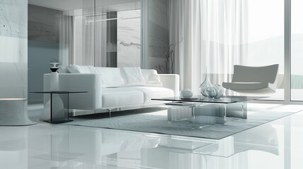 Sunlit modern living room with elegant furnishings