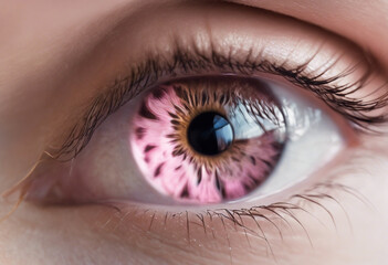 Fototapeta premium The Enigmatic Charm of Pink Exploring the Ethereal Beauty of Rose Hued Eyes