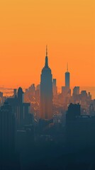 Fototapeta na wymiar Minimalist poster, New York City skyline