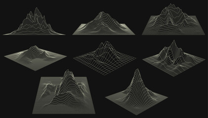 Wireframe soundwave geometric polygonal abstract graphic collection