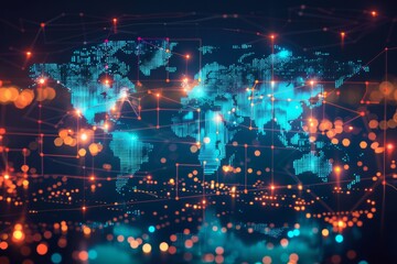 Obraz premium Digital map of world network created with generative ai