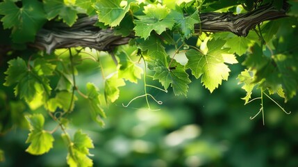 Obraz premium Fresh Green Leaves Adorning Grapevine in the Yard