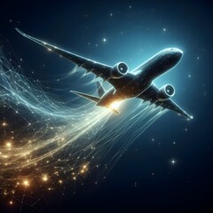 Obraz premium airplane in the sky in the nigt