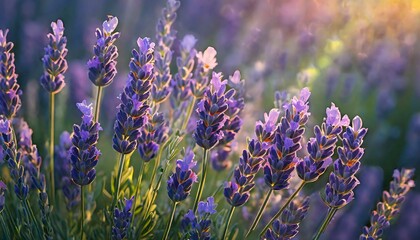 Top view, Nestled amidst verdant foliage, clusters of lavender blossoms sway gently in the breeze, their fragrant blooms perfuming the air with a sweet, soothing aroma.