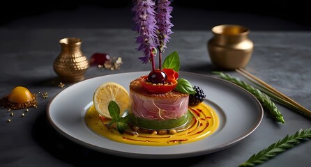 delicious dish prepared with thin slices of tuna, gourmet cuisine