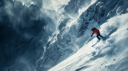 Naklejka na ściany i meble Alpine Skiing in Majestic Mountain Range 