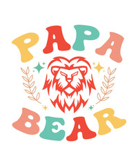 PAPA BEAR fathers day retro groovy wavy T-shirt designs  