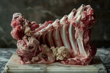 Raw beauty of lamb cutlet, a culinary masterpiece waiting to be unleashed. Exquisite marble texture...