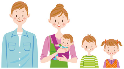 四人家族　ファミリー　横並び