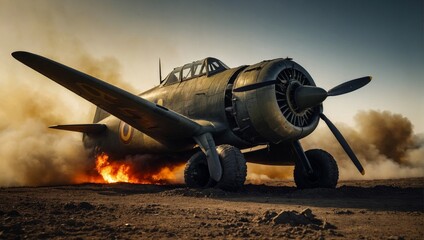 world war planes on fire