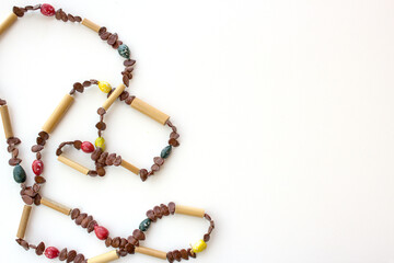 Ethnic brazilian handmade beads collar isolated on white background