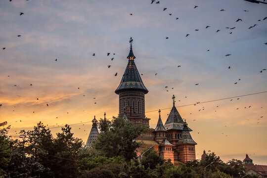Romania, Timisoara Orthodox Metropolitan Cathedral on Victory Square. 2021, July