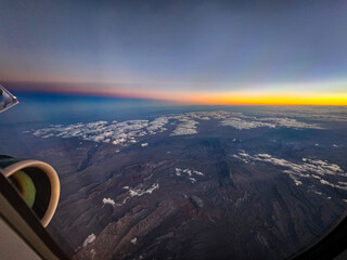 Light on the horizon from an airplane