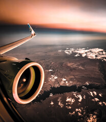 Airplane in the sunset