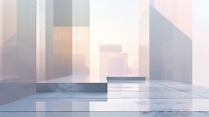 A minimalist abstract canvas where translucent platinum and light gray hues overlap, suggesting the sleek and modern elegance of urban architecture - obrazy, fototapety, plakaty