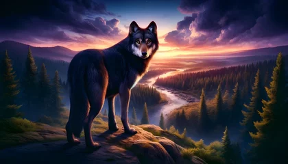 Fotobehang wolf in the forest © Tai