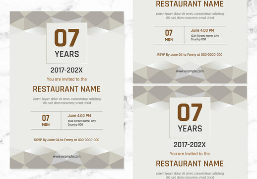 Grey And Cream Geometric Invitation