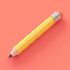 A 3D icon depicting a pastel yellow pencil with rounded edges, AI Generative - obrazy, fototapety, plakaty