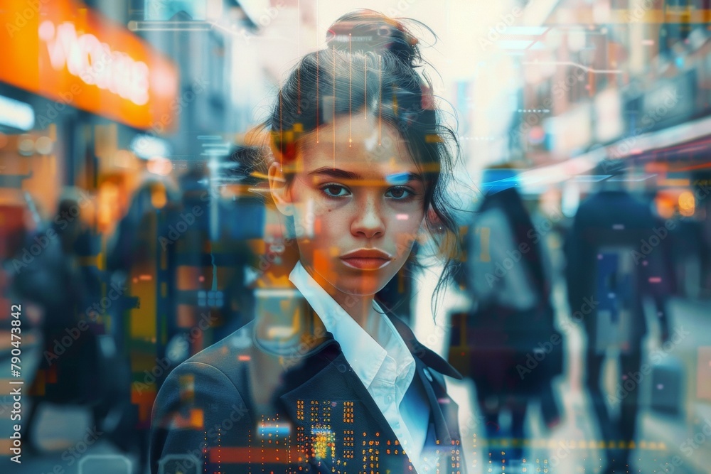 Poster face recognition concept. background with selective focus and copy space
