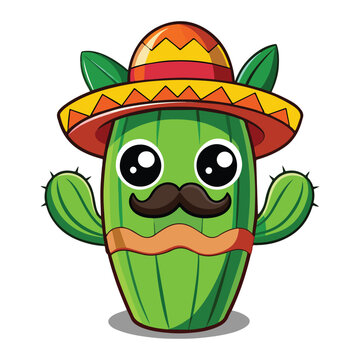 recommend clip art: Vector of cactus tree with sombrero and Guiter and flowers with mustache decoration illustration for Cinco de mayo clipart set, Collection of design element vector for Mexican festival day vector