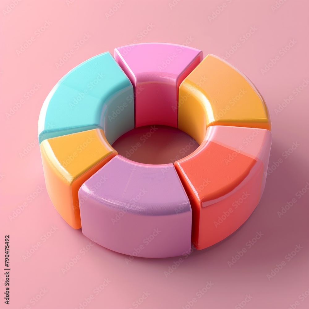 Poster create a 3d illustration that focuses on an isometric donut chart, ai generative