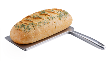 Bread with cheese and herbs isolated on transparent background