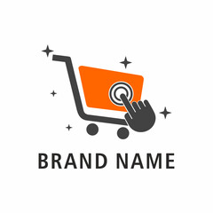 Online Shop Logo design template. Shopping cart illustration
