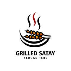 spicy satay logo design template