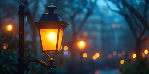 Street Light Illuminated in Darkness. Generative AI - obrazy, fototapety, plakaty