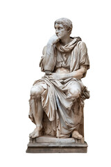 Fototapeta na wymiar White marble statue of sitting Roman man