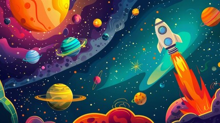 Background materials: Illustrations of Cosmic Planets and Aerospace Themes