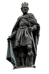 Fototapeta na wymiar Black statue of a king with a crown