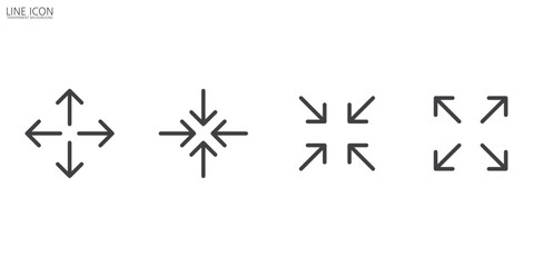 Control UI Pixel Perfect Well-crafted Vector Thin Line Icons, Rounded Thin Icon Set, Navigation arrow set isolated icon. Arrows for the website and app. Arrows icon vector illustration in transparent 