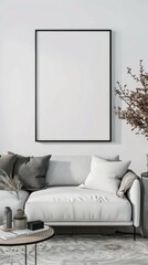 wall mock up poster frame in modern interior background, living room, Contemporary style, 