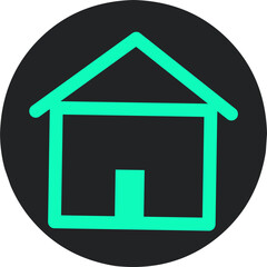 glowing green line concept house icon