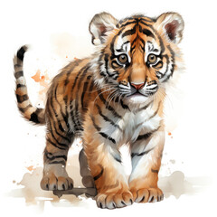 Fototapeta premium Watercolor South China tiger, clipart Illustration, Generative Ai