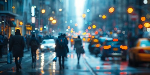 Bustling City Street Filled With Traffic. Generative AI - obrazy, fototapety, plakaty