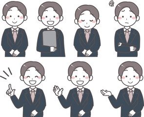 スーツを着た男性の様々な表情 1