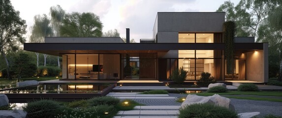 Sleek modern glass house exterior epitomizes minimalist elegance and contemporary allure 🏠✨ Embrace the beauty of simplicity and sophistication #MinimalistChic